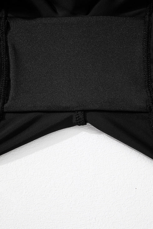 Solid Pocketed Crossover High Waist Swim Skort